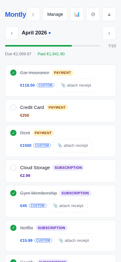 Mobile checklist — task list on a small screen with touch-friendly controls