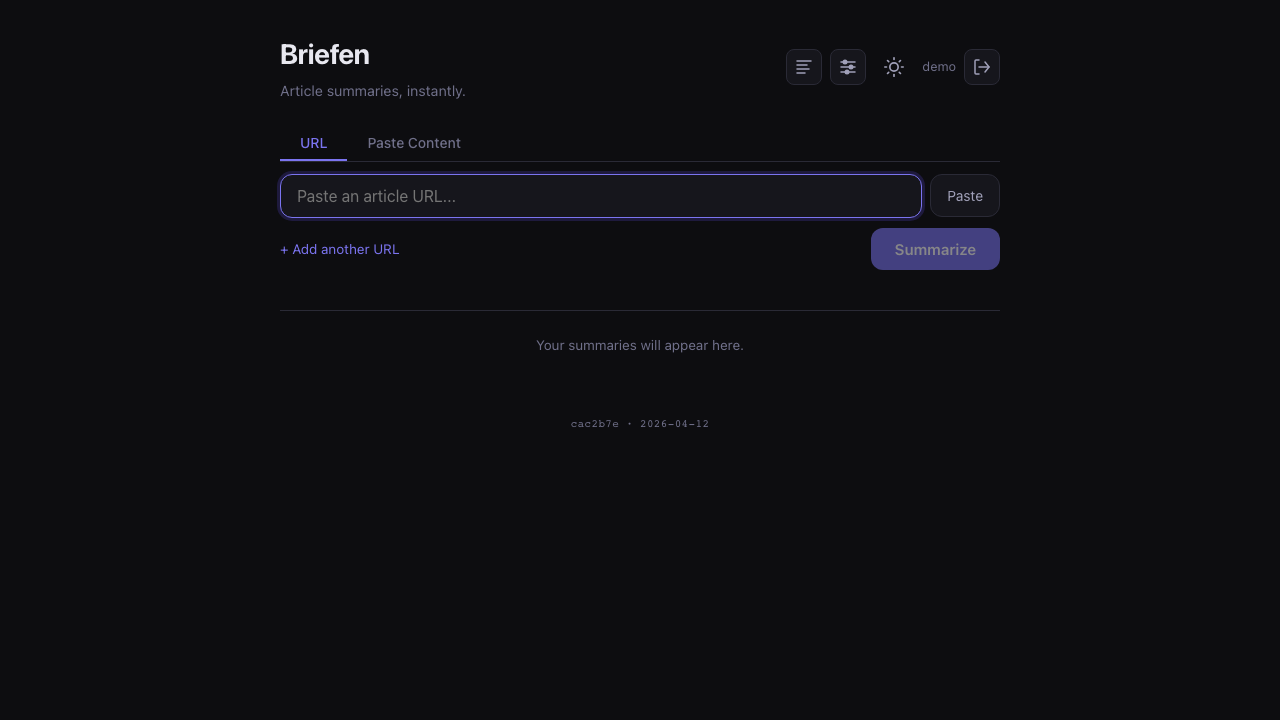 Briefen — paste a URL and get an AI-powered summary